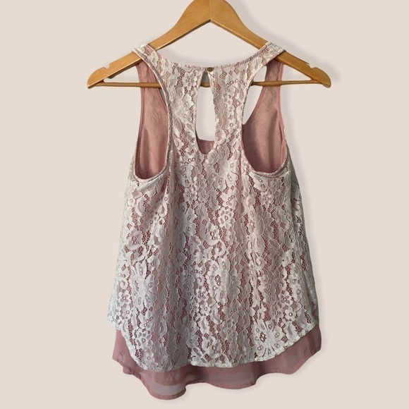 DYNAMITE Pink White Lace Camisole Top - Picture 5 of 9